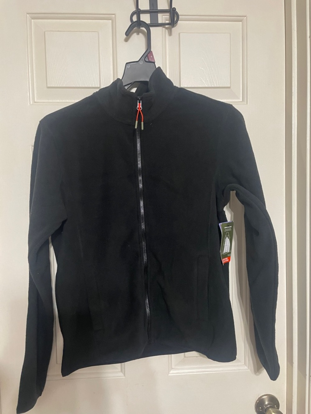 Ozark Trail Black Fleece Jacket with Orange Logo Tag